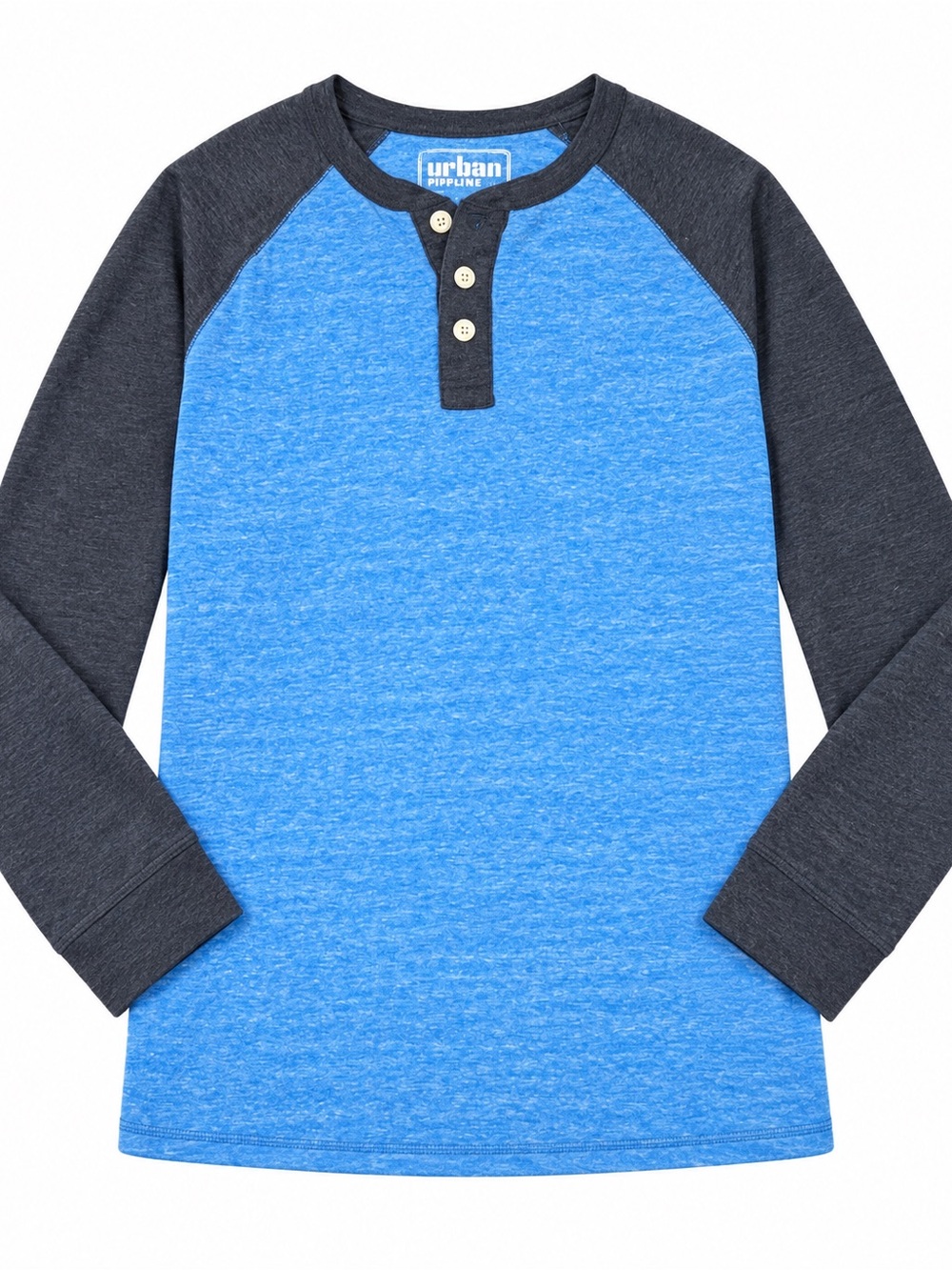 Urban Pipeline Blue & Navy Raglan Henley – Men’s